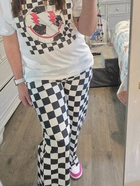 Lulu Mac Black & White Checkerboard Pants SMALL New With Tags